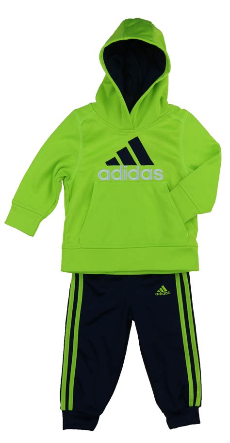 adidas adidas  boys tracksuit sweat suit active wear  piece set bright greennavy blue