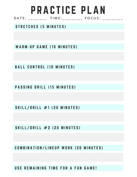 sample  format templates  blank volleyball practice plan