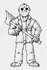 Coloring Pages Jason Friday 13th Scary Print sketch template