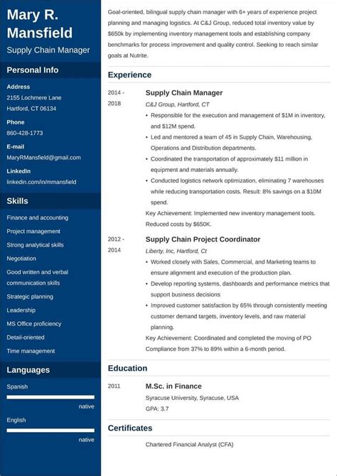 supply chain manager resume sample writing guide