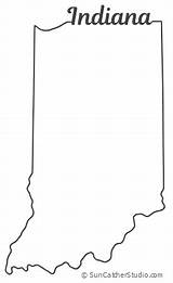 Indiana Outline State Map Shape Printable Stencil Silhouette Vector Border Visit Pattern  sketch template