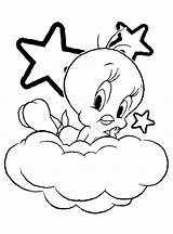 Tweety Bird Coloring Cloud Clipart Clip Pages Drawing Printable Outline Baby Cliparts Cartoon Tunes Looney Seagull Color Twitty Birds Face sketch template
