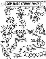 Spring Coloring Pages God Made Time Springtime Sunday Kids School Printable Summer Church Animals Lesson Sheets Color Themed Print Clipart sketch template
