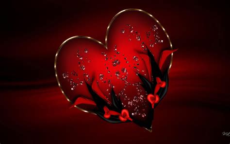 decorated red heart hd wallpaper background image