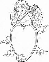Coloring Pages Cherub Cupid Heart Over Getdrawings Getcolorings sketch template