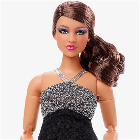 barbie signature barbie looks doll brunette wavy hair curvy body type