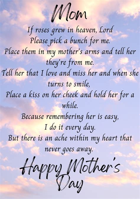 mothers day poem  moms  heaveneveryday etsy