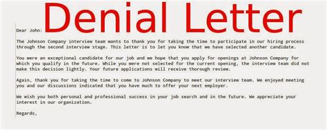 Denial Letter Template ~ Samples Business Letters