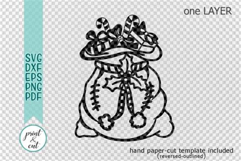 santa sack svg santa bag svg papercutting template hand papercut