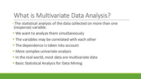 Multivariable data analysis