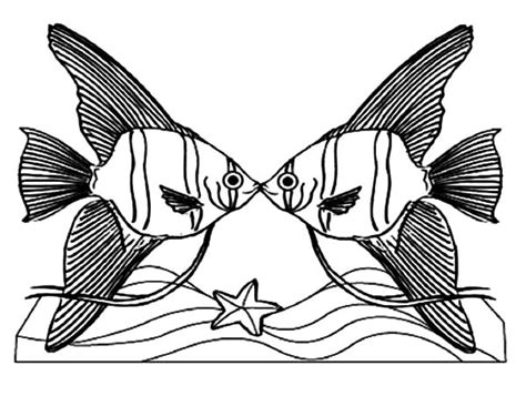 angelfish couple kissing coloring pages  print