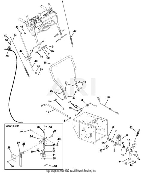 ariens    pro  parts diagram  handlebars cables  controls