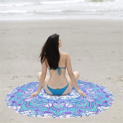 reena handicraft indian elephant mandala yoga mat round beach throw