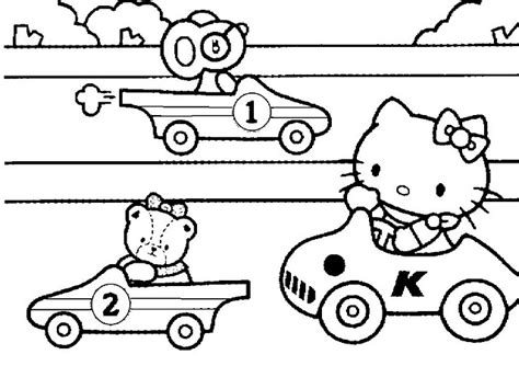 kitty driving  coloring pages coloring pages