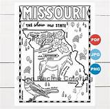 Missouri Coloring State Map States United Pages Symbols Wildlife sketch template