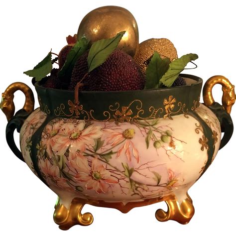 limoges hand painted large jardiniere ferner  lucy  ruby lane