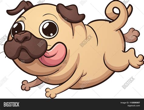 happy cartoon pug vector photo  trial bigstock