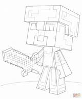 Minecraft Diamond Sword Coloring Armor Steve Getdrawings Drawing Printable sketch template