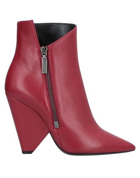 saint laurent leather ankle boots  red lyst
