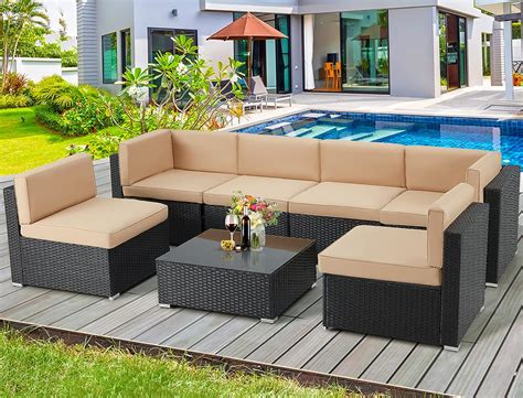 buy aecojoy  piece patio pe rattan wicker sofa set outdoor sectional conversation furniture