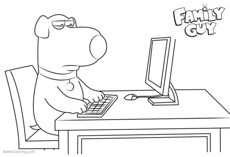 family guy brian coloring pages working  computer  printable