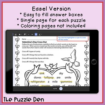 valentines day puzzle pack  pages  puzzles   elementary