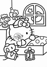 Coloring Pages Kitty Hello Kids Girls Sleep Printable Ready Wuppsy Colouring Over Print Printables Characters Girl Cartoon sketch template
