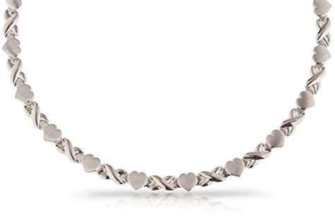 Rhodium Plated 925 Sterling Silver Hugs And Kisses Xoxo 18 Inch