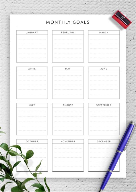 simple goal setting template   months  page write