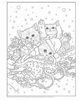 Christmas Coloring Cute Cat Cats Kitty Santa Book Pages Printable Animal Adult Holiday Kids Print Amazon sketch template