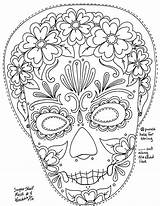 Coloring Pages Skull Dead Masks Mask Sugar Printable Calaca Skulls Color Women Dia Muertos Los Yucca Wenchkin Sheets Adult Flats sketch template