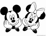 Mickey Minnie Coloring Mouse Pages Friends Disney Faces sketch template