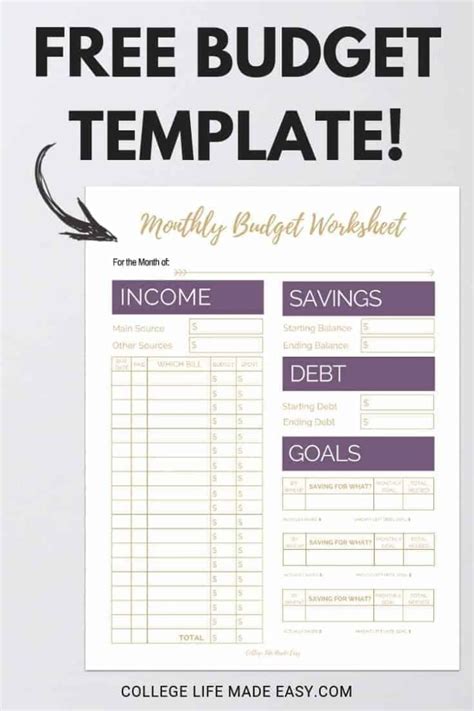 fix  finances asap    simple monthly budget template