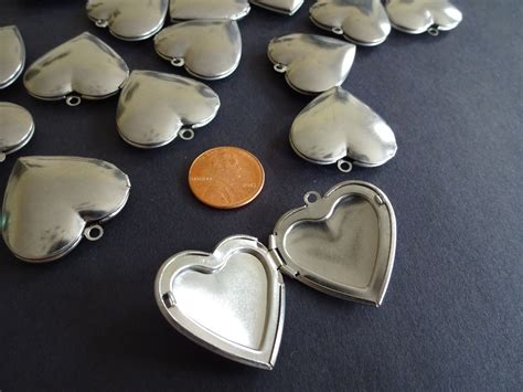 mm stainless steel heart locket pendant heart pendant silver locket custom jewelry making