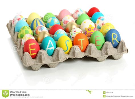 easter eggs collection stock photo image  cardboard
