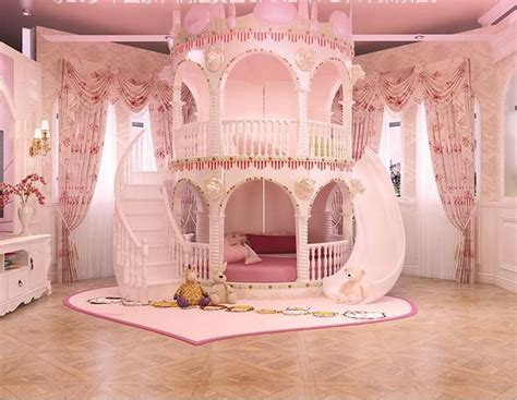 chambre princesse fille enfants de diapositives lit belle unique rose
