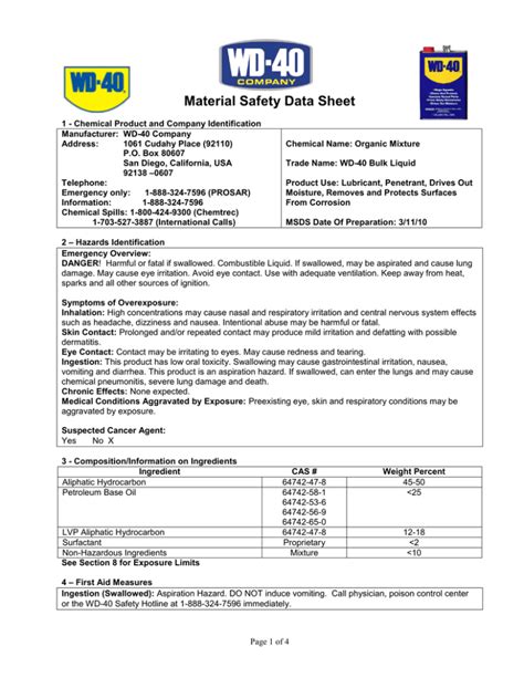 material safety data sheet msds wd