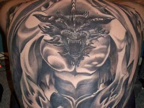 Gothic Dragon Full Back Body Tattoo