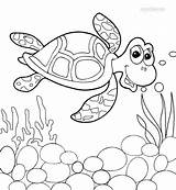 Turtle Swimming Cute Coloring Pages Sea Cartoon Printable Kids Animals Categories Drawing sketch template
