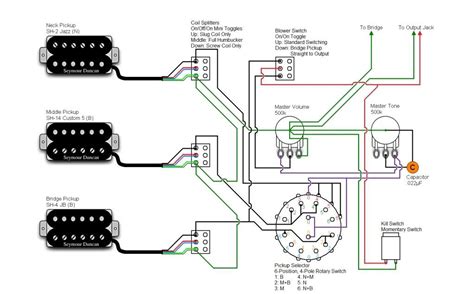 humbucker   rotary switch kill switch blower switch coil tap  vol tone guitar