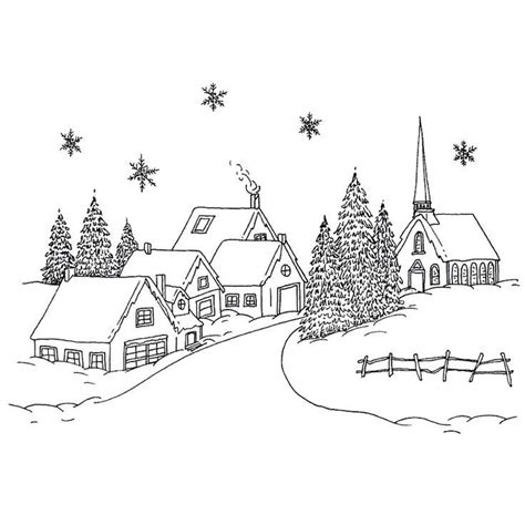 christmas village coloring page coloring pages