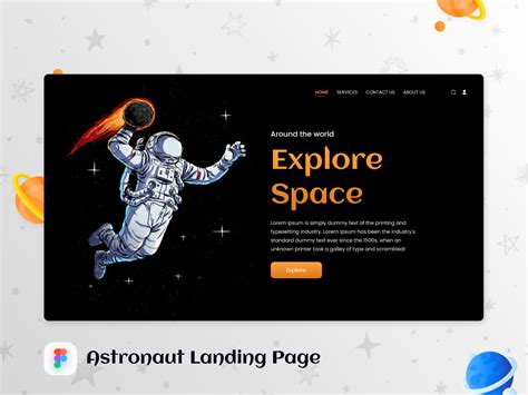 astronaut landing page  uplabs