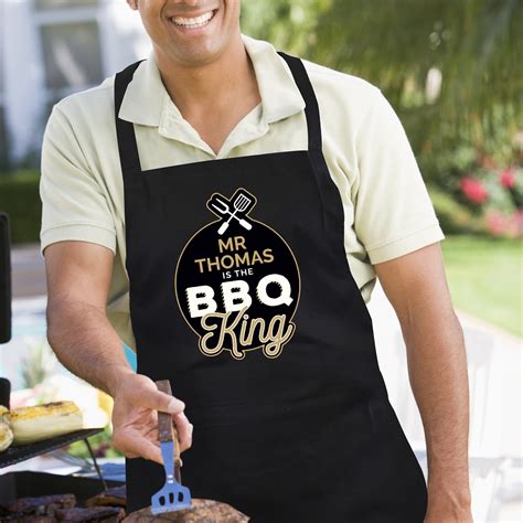 personalised bbq king black apron love my ts