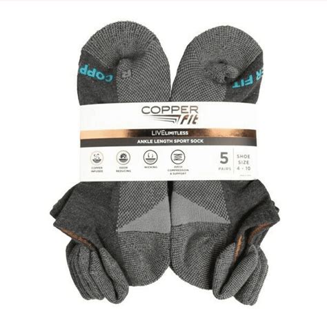 copper fit copper fit  pairs womens ankle lenghth sport socks size