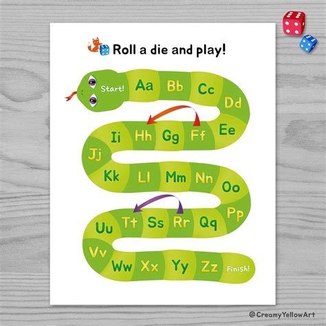 printable alphabet board games  kids etsy