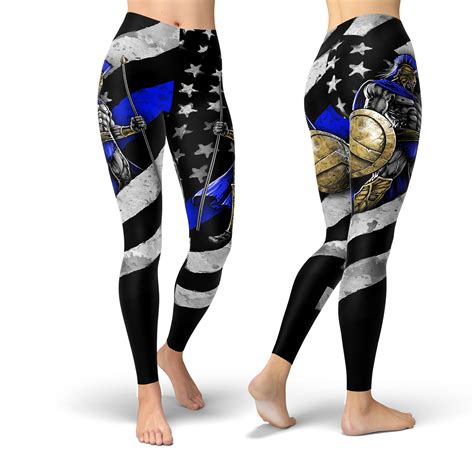 Thin Blue Line Warrior Leggings Yoga Leggings Printed Etsy