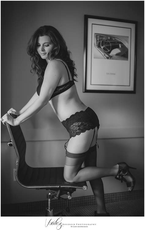 using hotel chair for sexy boudoir with black lace and