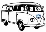 Vw Bus Volkswagen Combi Clipart Drawing Coloring Line Sticker Camper T1 Van Pages Mural Hippie Para Printable Car Dessin Wv sketch template