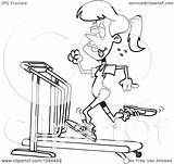 Treadmill Running Woman Cartoon Sweaty Toonaday Royalty Outline Illustration Rf Clip 2021 sketch template