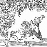 Coloring Paradise Pages Mermaid Mermaids Books Zendoodle Denyse Klette Book Artist Getcolorings Printable Cleverpedia Color sketch template